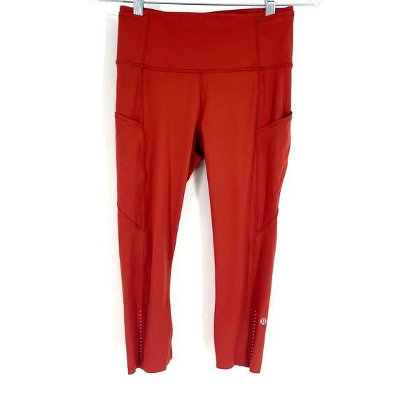 Lululemon Fast & Free Crop II Nulux 19" Cayenne Size 6 - Picture 1 of 11